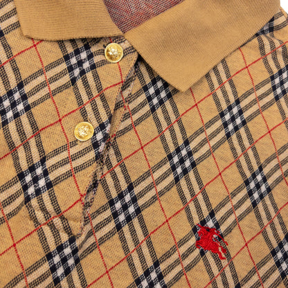 Vintage 90s Burberry Nova Check Polo Shirt Womens Size S | Small, Beige