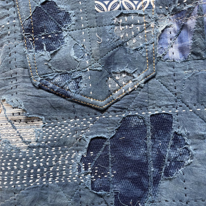 Indigo Boro Sashiko Distressed 501 Jeans - W32"