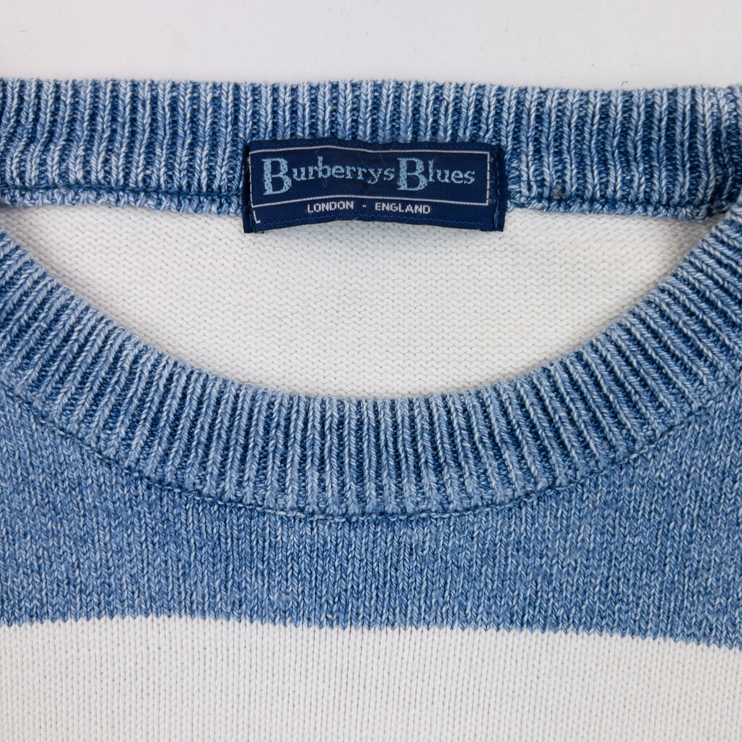 Vintage 90s Burberry Blues Striped Knit Jumper Size L | Large, Multicoloured