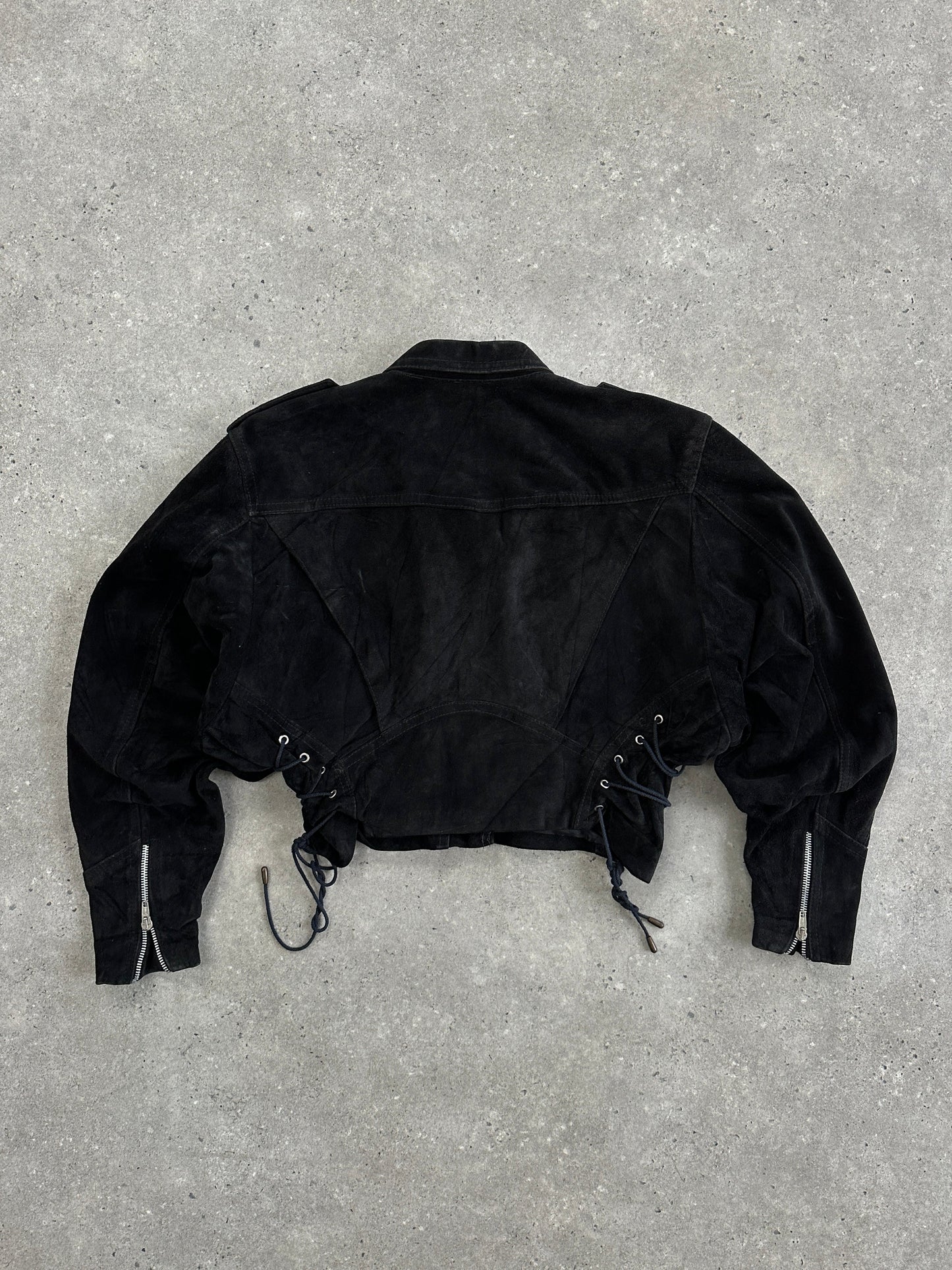 French Vintage 1980s Suede Cropped Biker Jacket - S/M