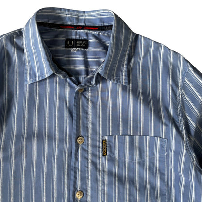 Armani Jeans 00’s Cotton Striped Shirt L | Large, Blue
