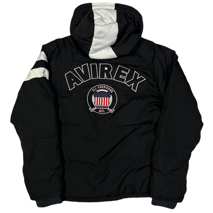 Avirex Spell Out Puffer Jacket In Black ( XL )