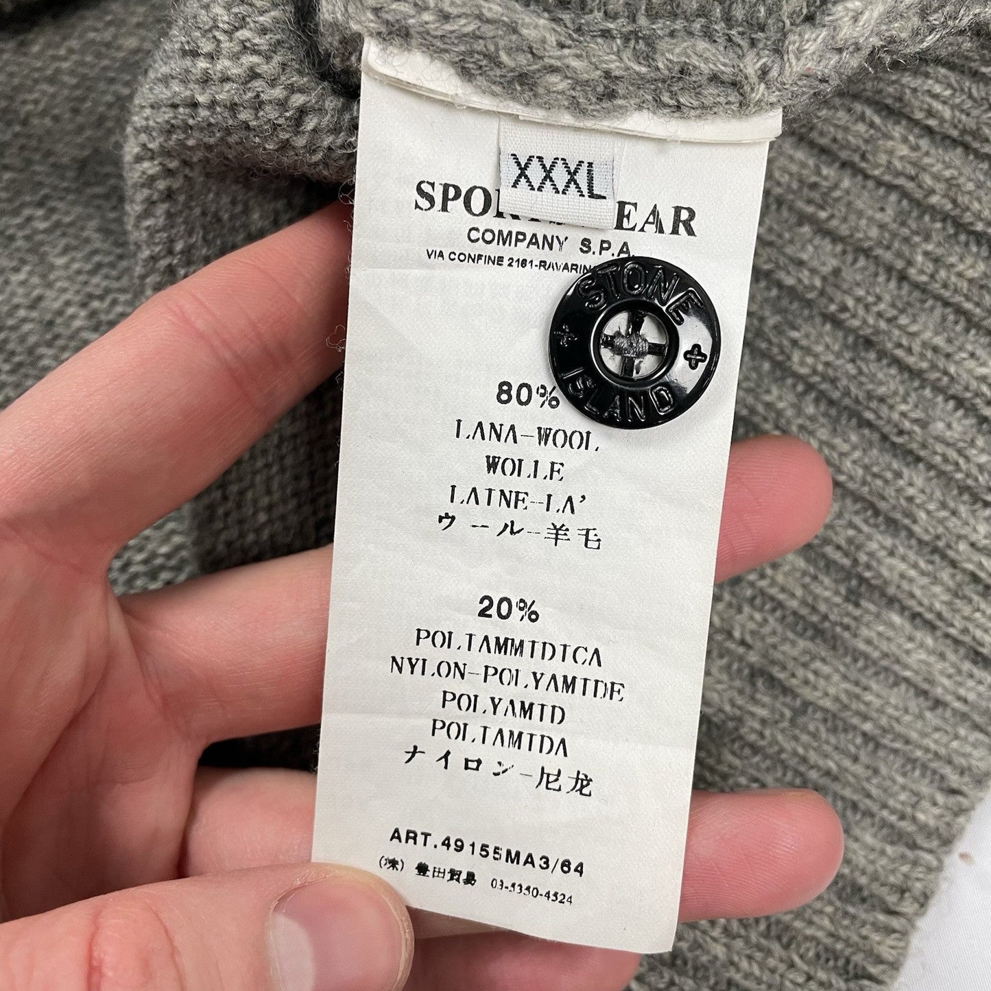 Vintage Stone Island Wool Knit Hoodie, Size XXXL | Stone island, Grey