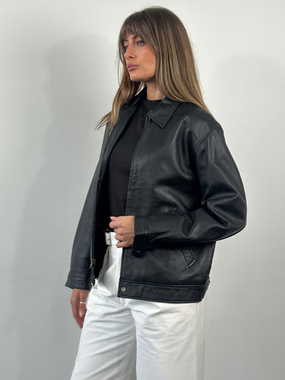 Vintage 1990s Leather Bomber Jacket - S/M