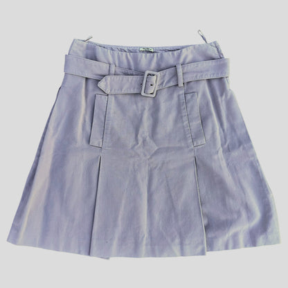 Miu Miu 00’s Lilac Cotton Belted Pleated Pocket Skirt - IT42