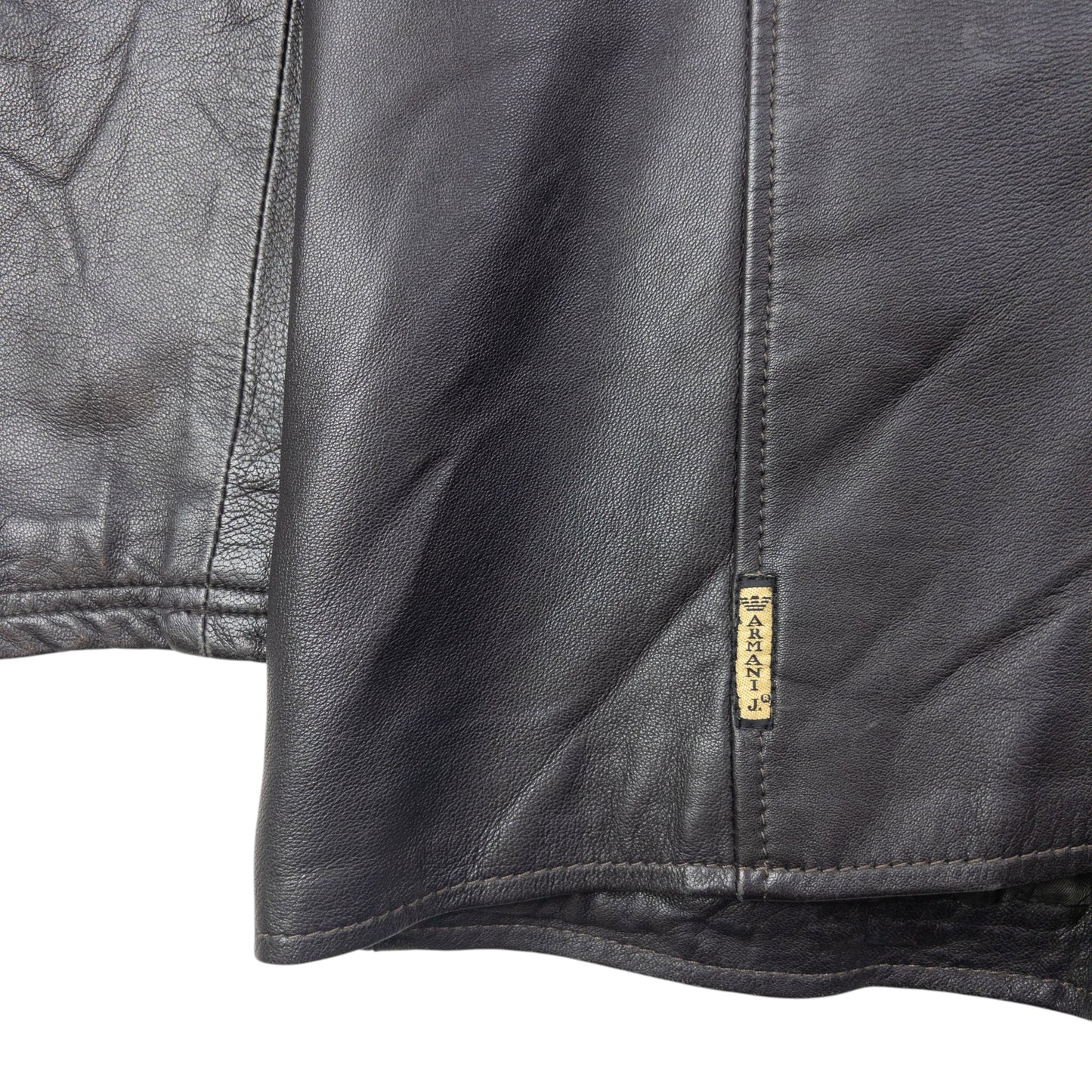 Vintage 2000s Armani Jeans Zip Up Leather Jacket Size L | Large, Black