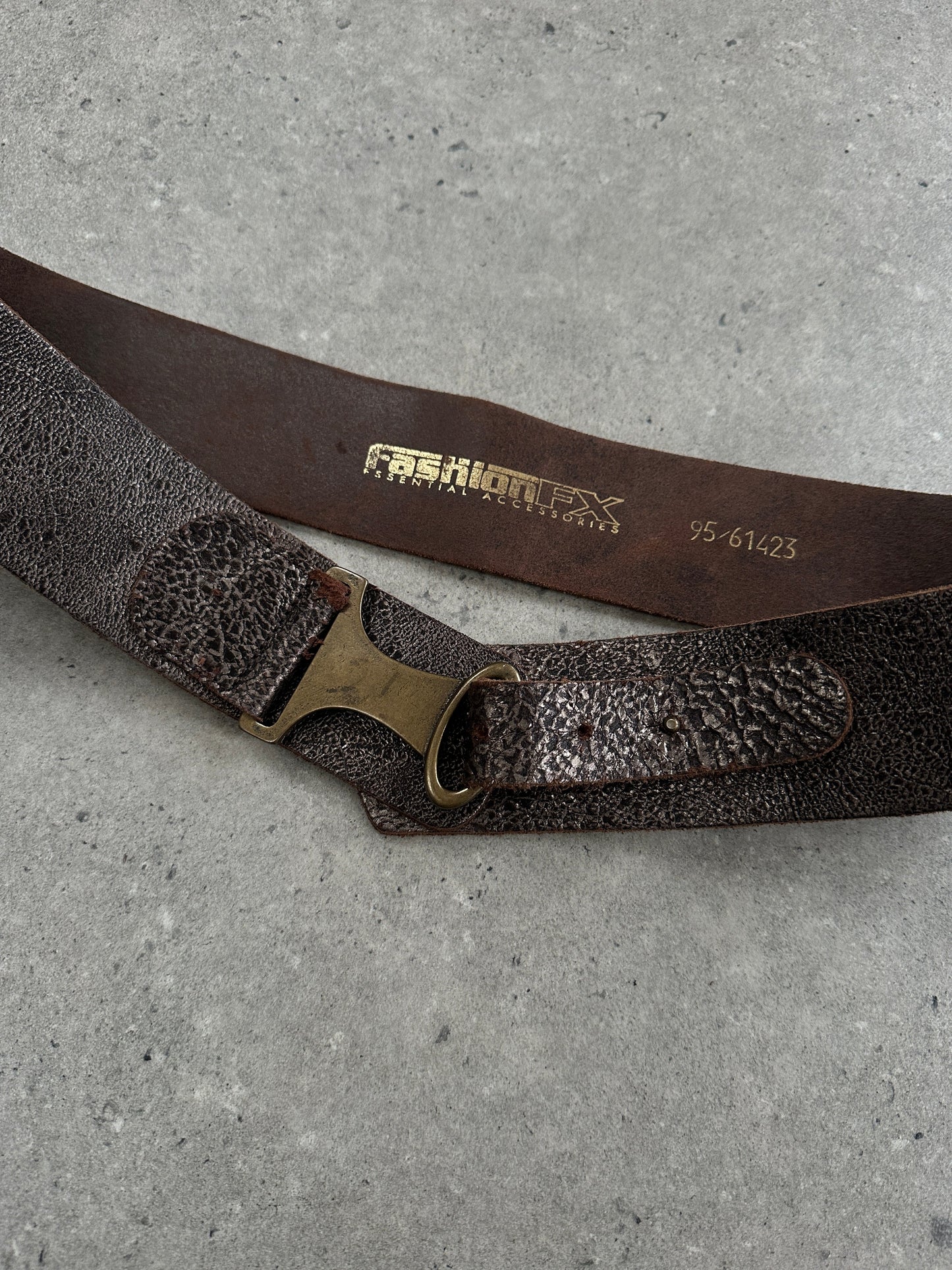 Italian Vintage 1990s Distressed Metallic Leather Belt - W32