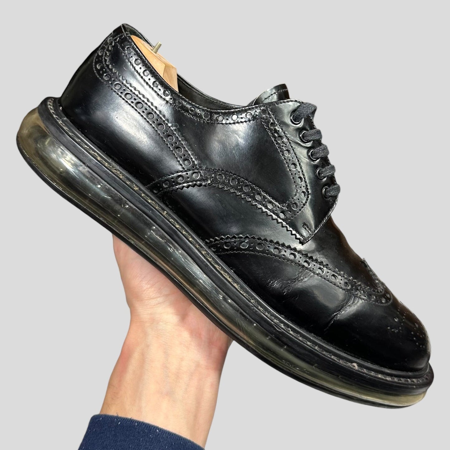 Prada Air Levitate Brogues Black Leather Derby Shoes - UK9 | DEFAULT TITLE, Black