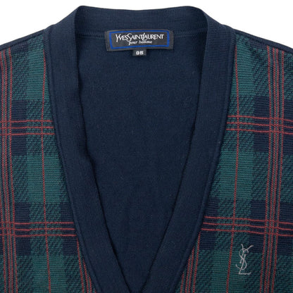 Vintage 90s YSL Yves Saint Laurent Checkered Cardigan Size S | Small, Multicoloured