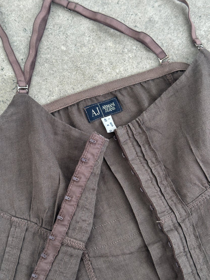 Armani Jeans 1990s Pure Linen Corset Top - S