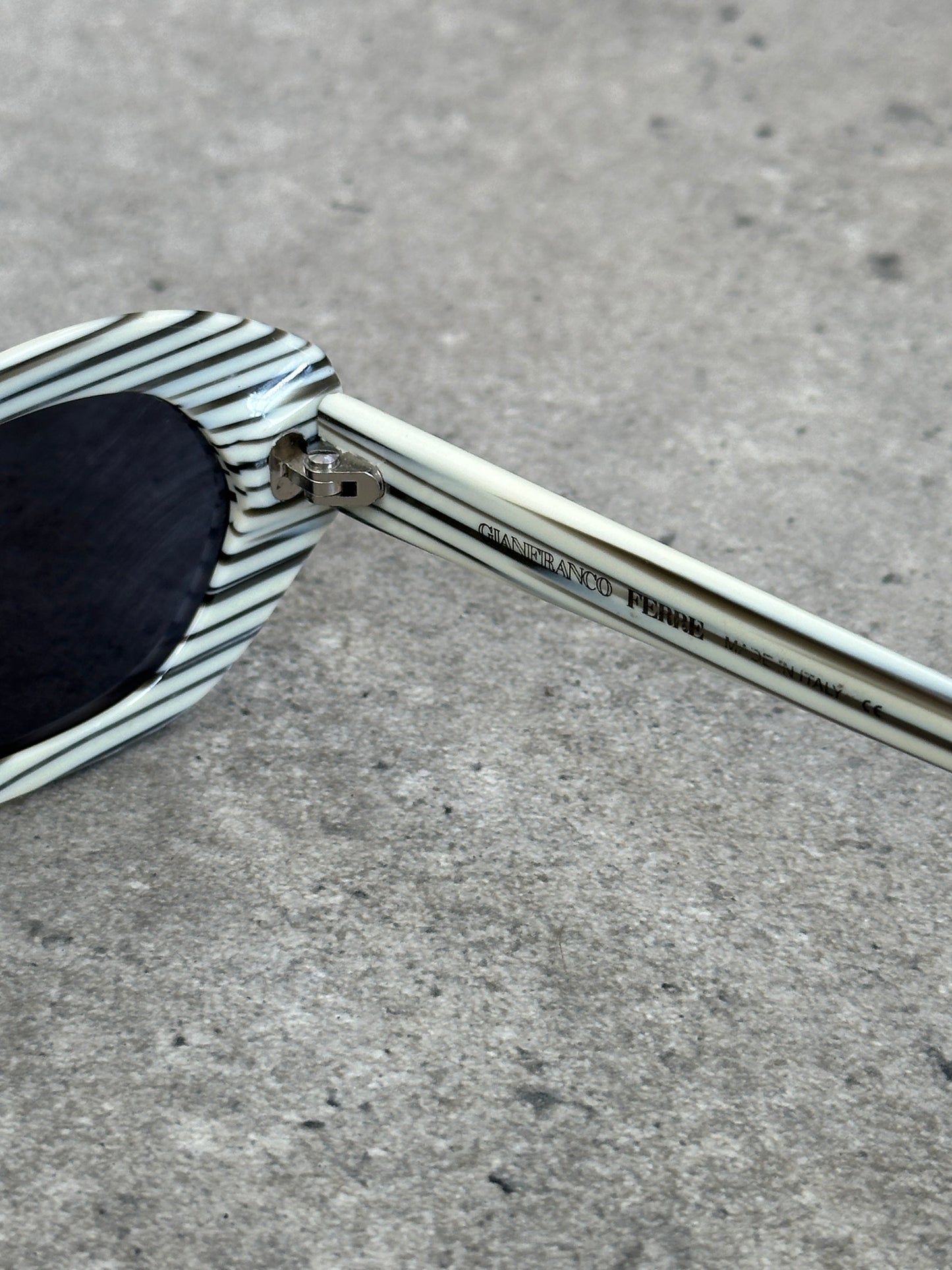 Gianfranco Ferre 1990s Oval Stripe Sunglasses