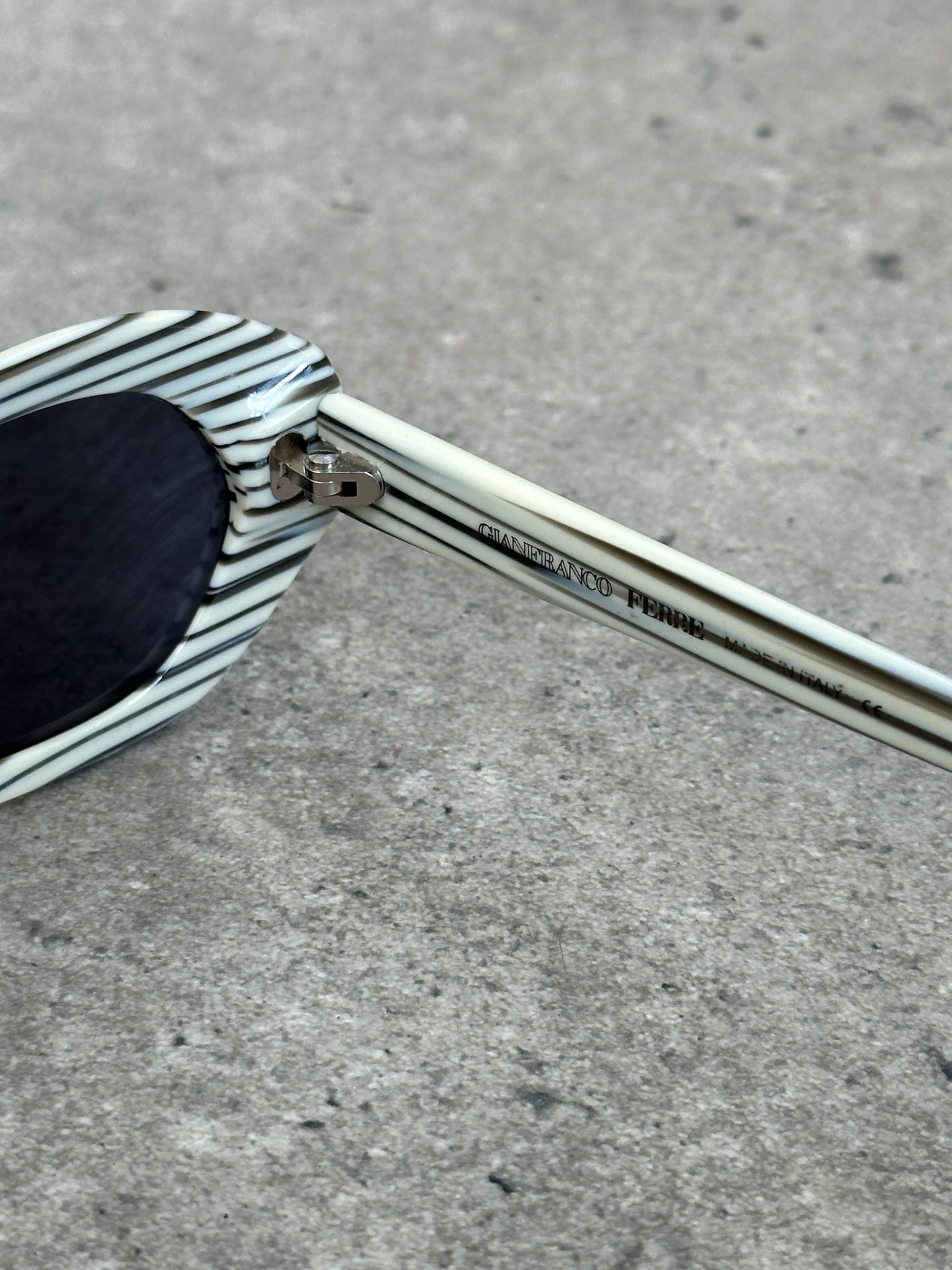 Gianfranco Ferre 1990s Oval Stripe Sunglasses