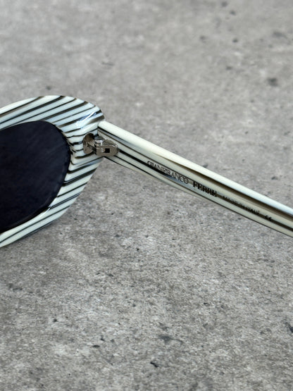 Gianfranco Ferre 1990s Oval Stripe Sunglasses