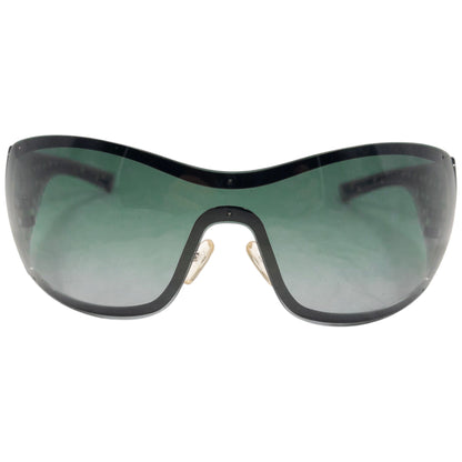 Vintage 2000s Dior Quadrille Shield Sunglasses | O/S, Black