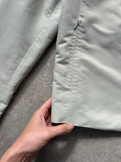 Gianfranco Ferre 1990s showerproof minimal jacket in size L, featuring sleek design and lightweight fabric.