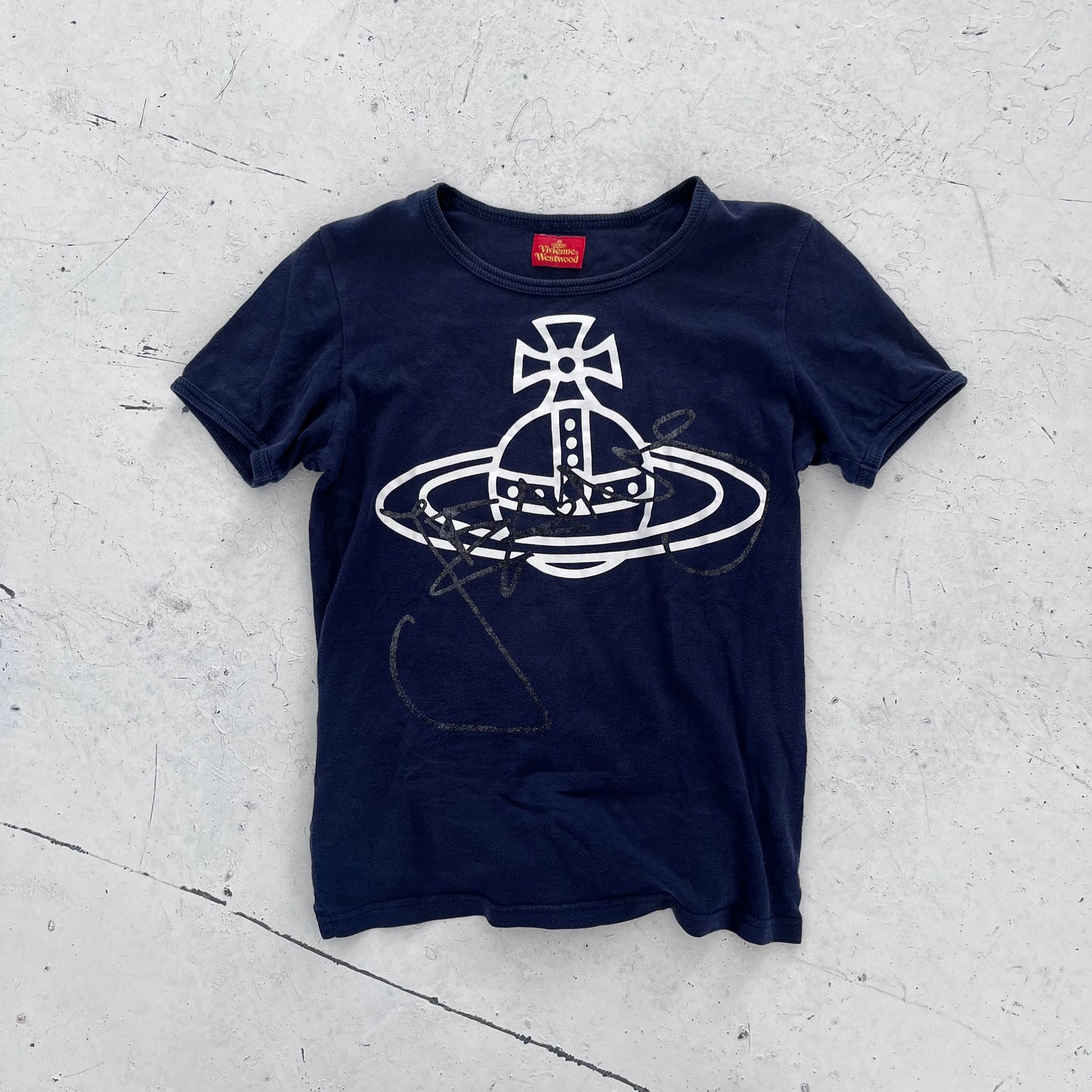 2000s vivenne westwood red label orb tee | Navy, Red