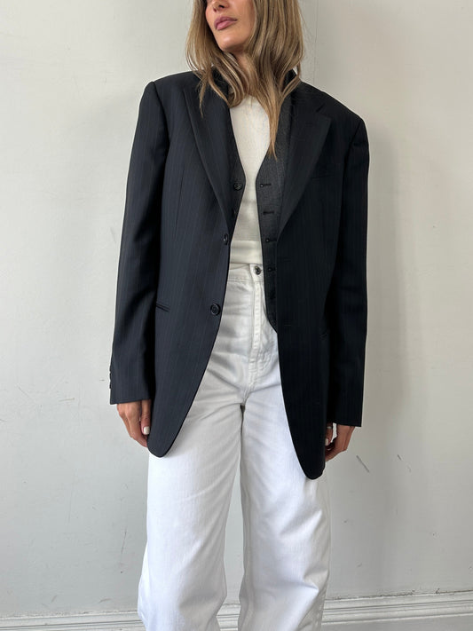 Armani Collezioni Pinstripe Pure Wool Single Breasted Blazer - 40R/M