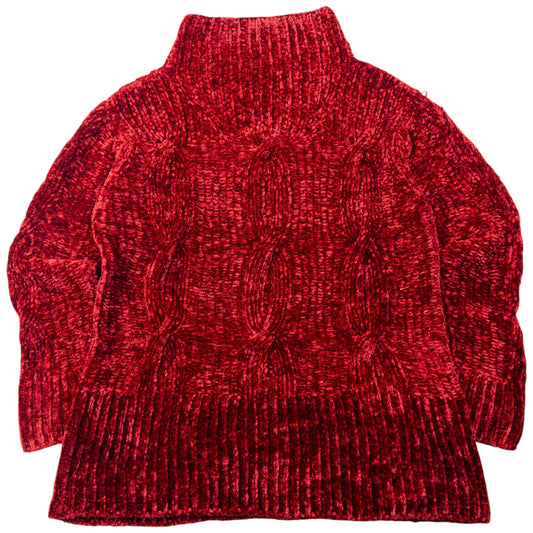 Vintage 2000s Issey Miyake Chenille Knit Turtleneck Jumper Size S | Small, Red