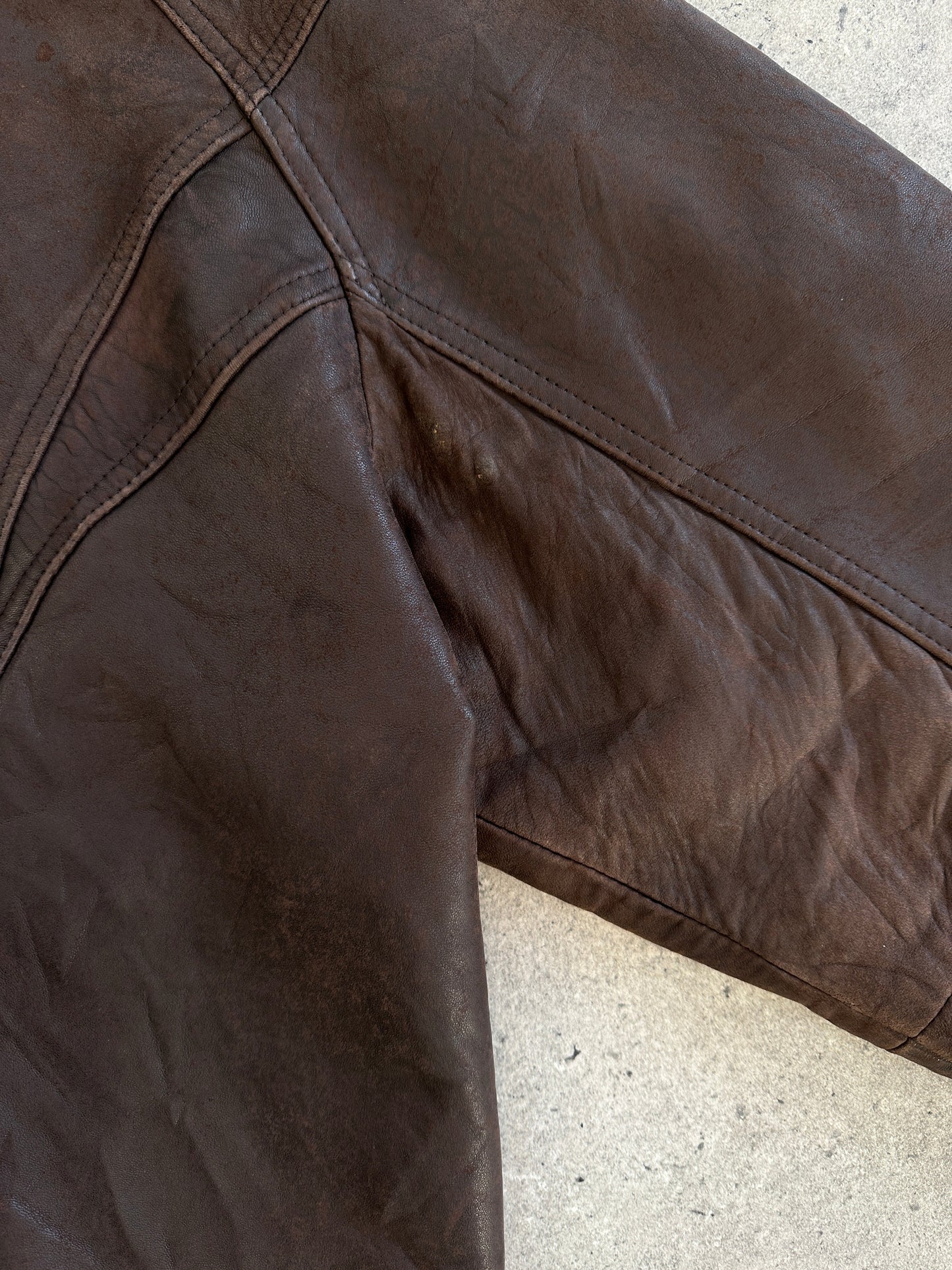 Vintage 1990s High Neck Bomber Leather Jacket - XL