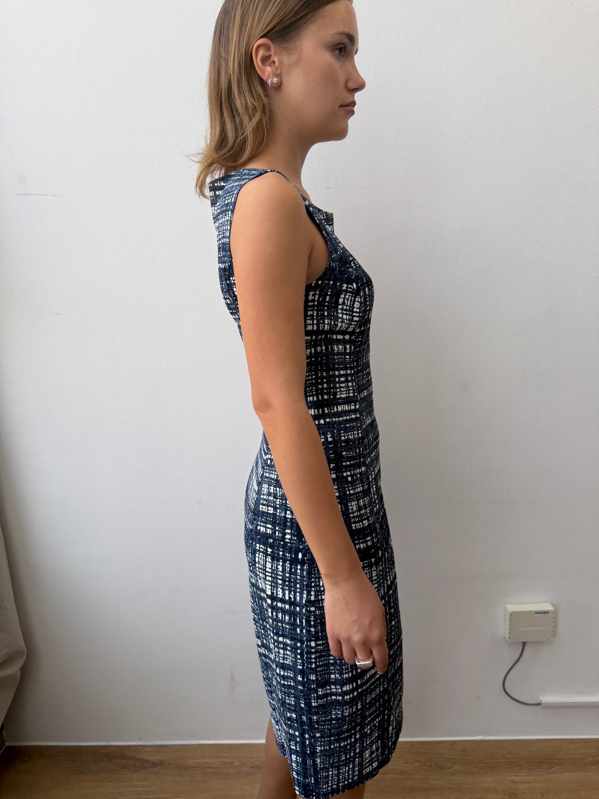 Prada Re-Edition 1996 Graphic Dress | 42, Navy and White