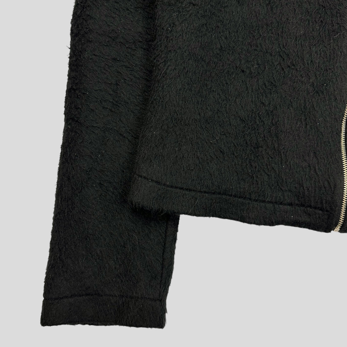 Moschino Jeans 00’s Rabbit Fur Collar Cropped Furry Jacket - UK8-12 | Large, Black