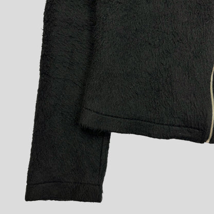 Moschino Jeans 00’s Rabbit Fur Collar Cropped Furry Jacket - UK8-12 | Large, Black