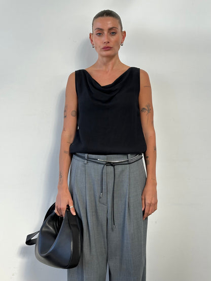 Max Mara Linen Cowl Neck Sleeveless Top - M