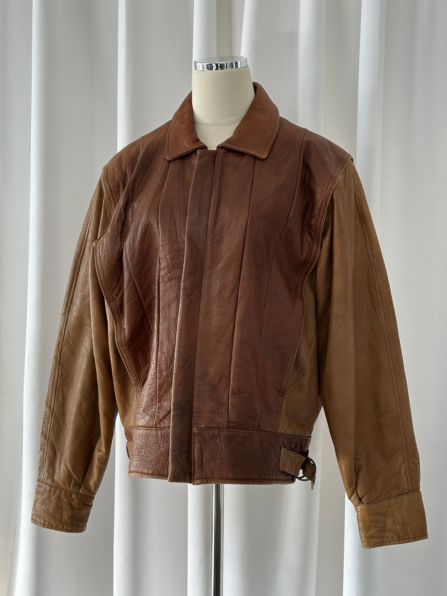Italian Vintage 1980s Leather Bomber Jacket - M/L