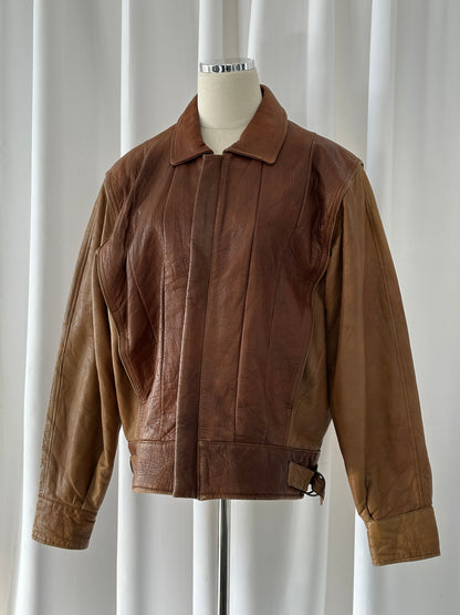 Italian Vintage 1980s Leather Bomber Jacket - M/L