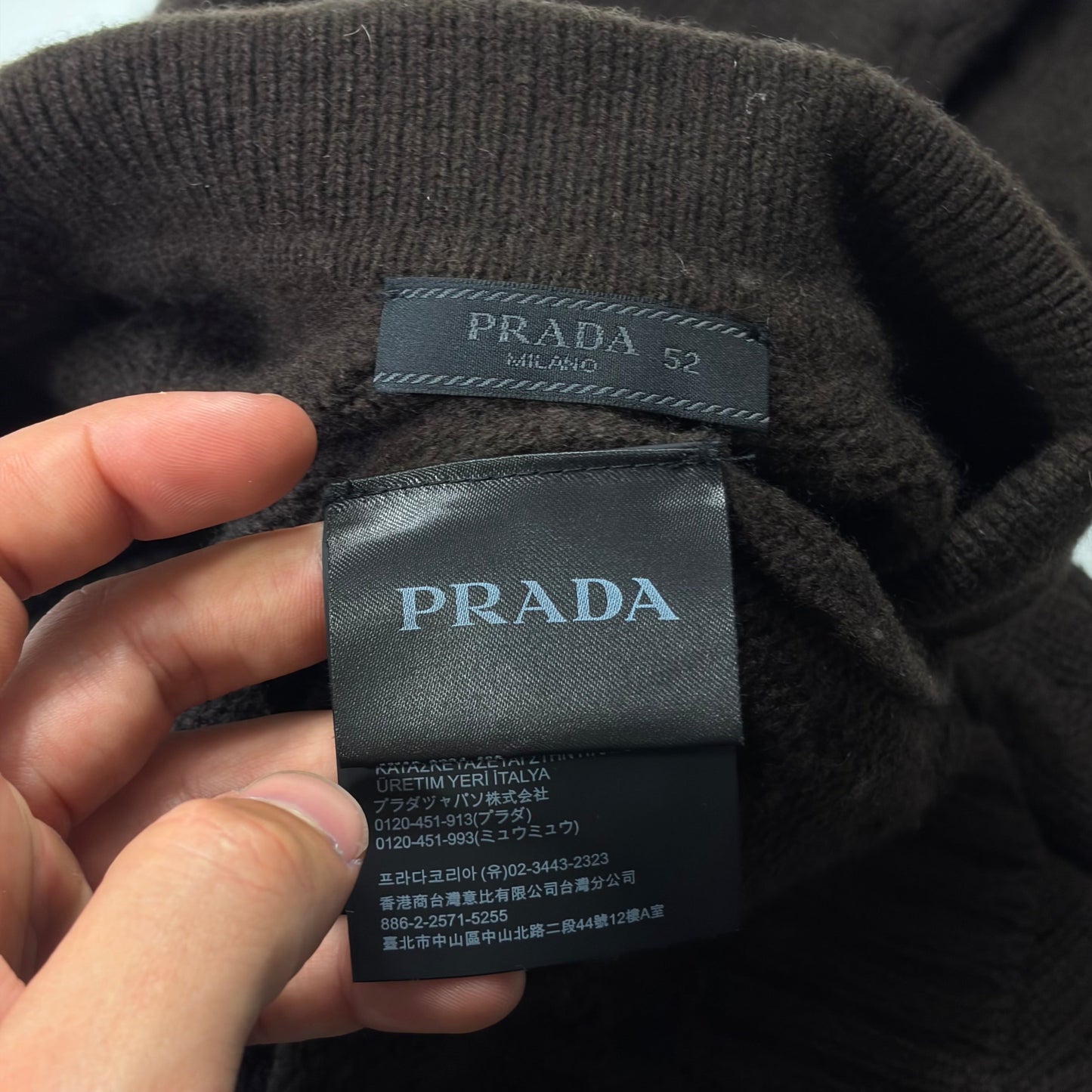 Prada 2024 Triangle Logo Cashmere Collared Cable-knit - L/XL | O/S, Brown