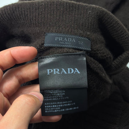 Prada 2024 Triangle Logo Cashmere Collared Cable-knit - L/XL | O/S, Brown