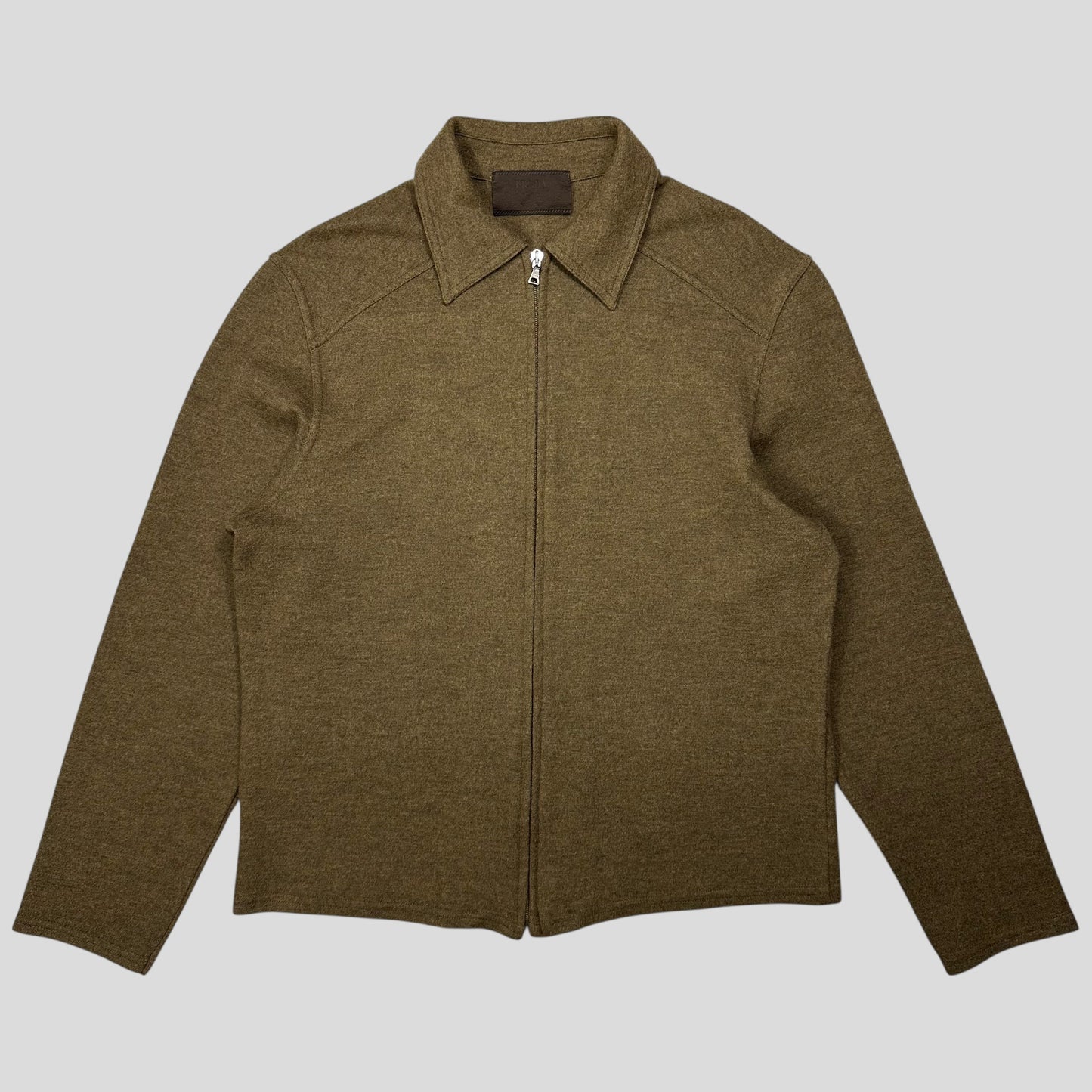 Prada Milano FW98 Heather Green Wool Zip-up Work Jacket - M