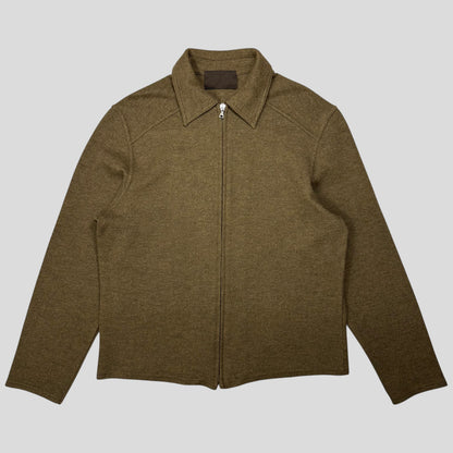 Prada Milano FW98 Heather Green Wool Zip-up Work Jacket - M