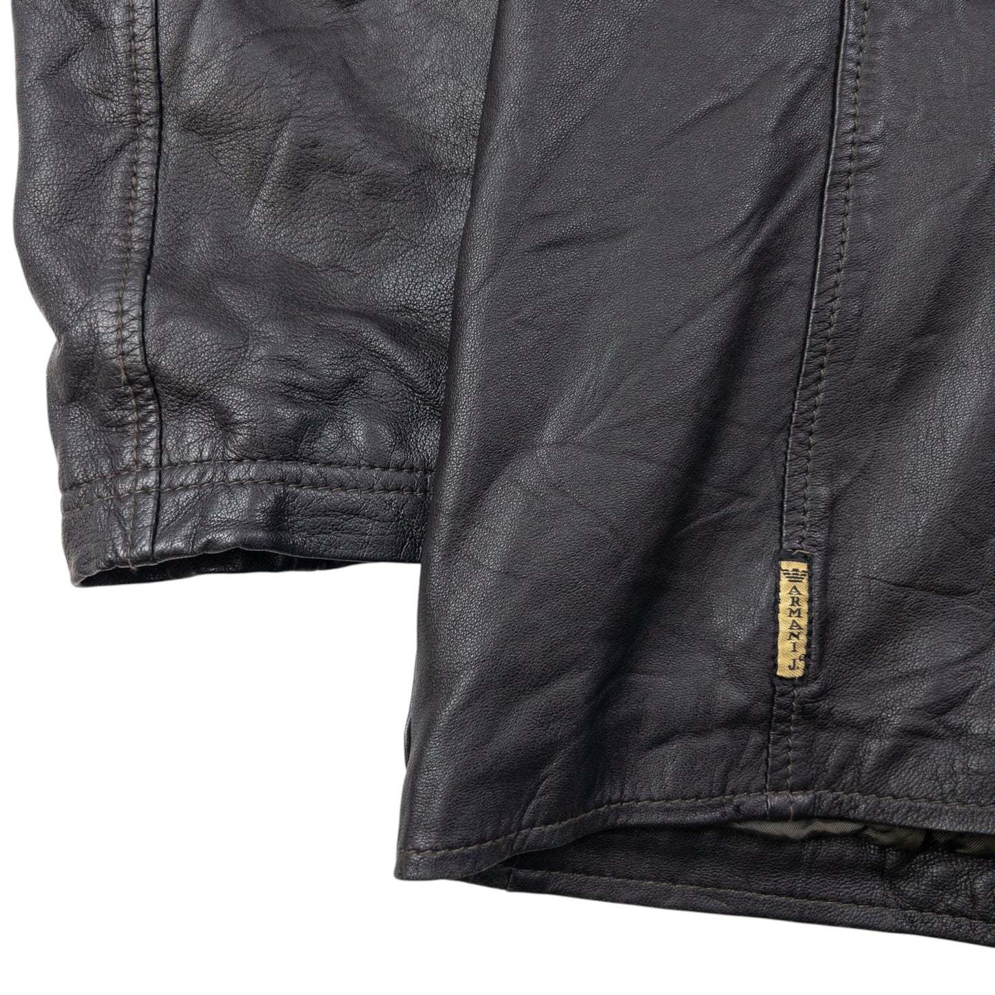 Vintage Armani Jeans Zip Up Leather Jacket Size M