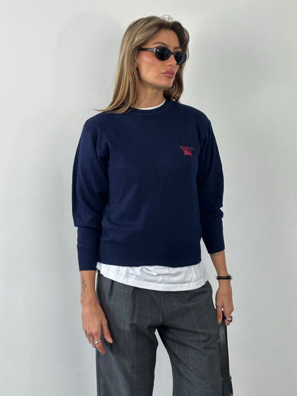 Burberry 1990s Wool Knit Logo Jumper - XS