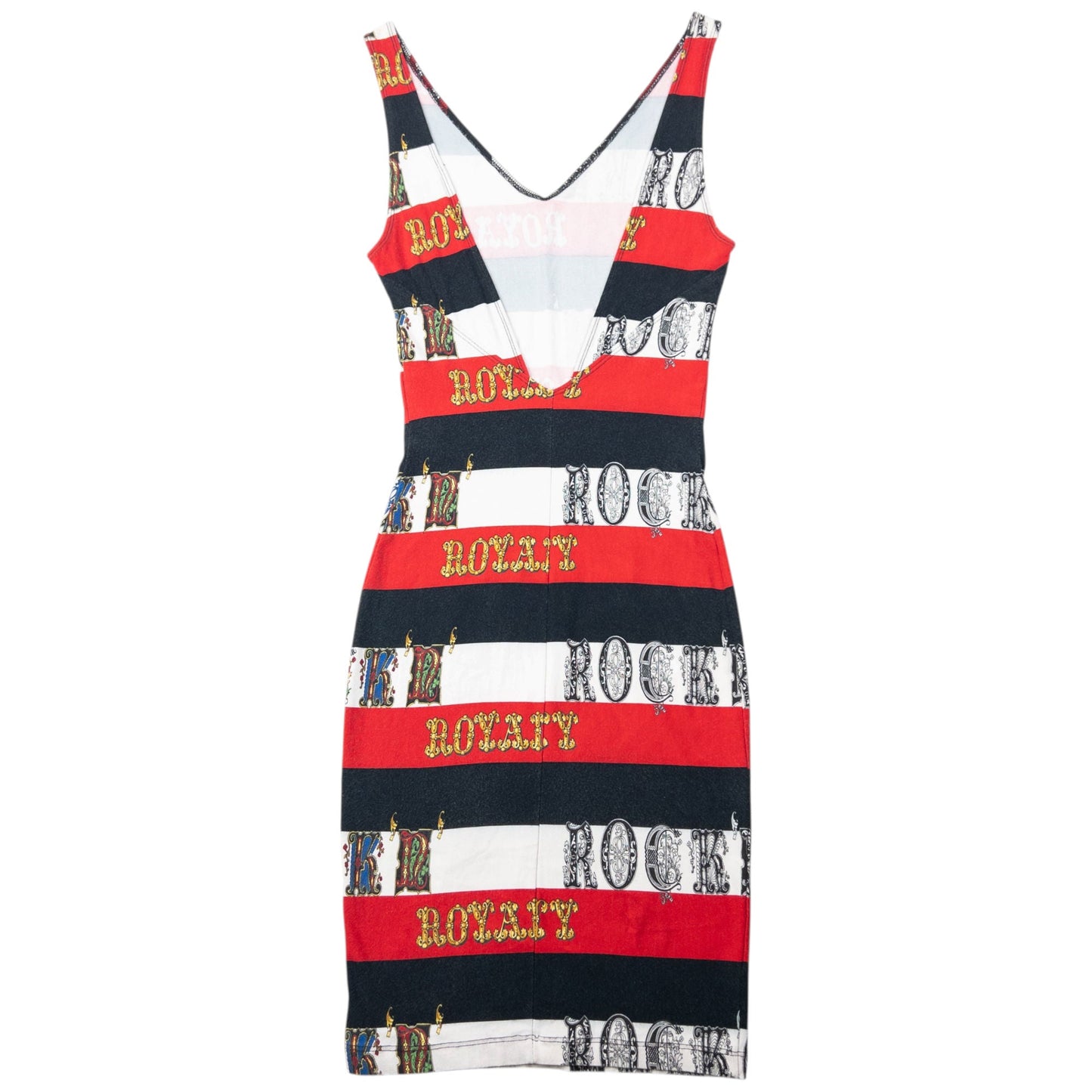 Vintage 90s Versace Jeans Couture Rock Royalty Striped Dress Womens Size S | Small, Tan