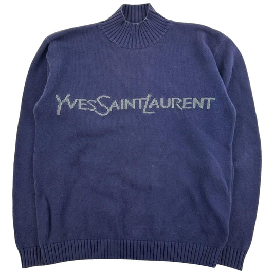 Vintage Yves Saint Laurent Logo Knit Jumper Size S - Known Source