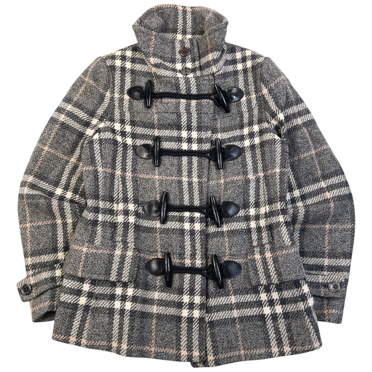 Vintage 2000s Burberry Nova Check Wool Duffle Jacket Womens Size M | O/S, Grey
