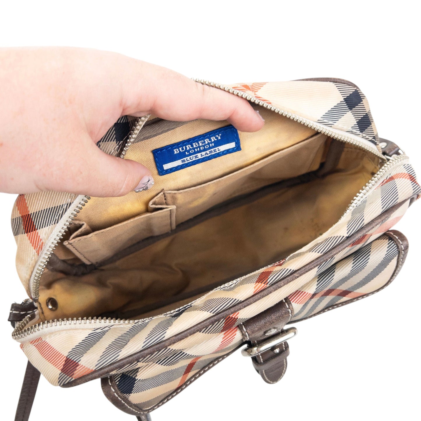 Vintage 2000s Burberry Blue Label Nova Check Crossbody Bag | O/S, Blue