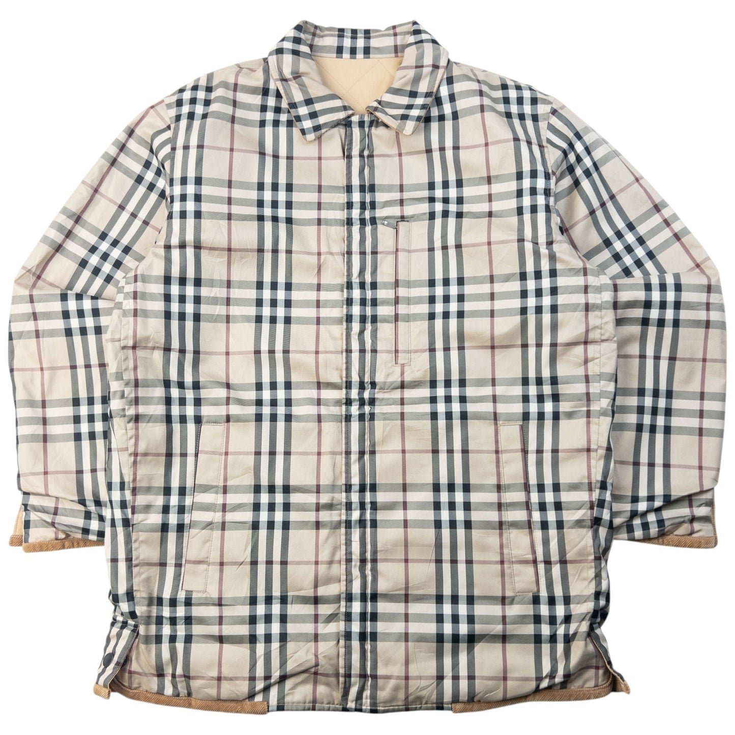 Vintage 2000s Burberry Nova Check Reversible Quilted Jacket Size S | Small, Beige, Nova Check