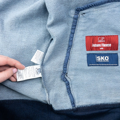 2014 CP Company Goggle Hood Future Fleece Isko Denim Jacket Size M | Medium, Navy