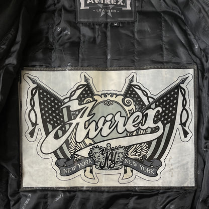Avirex Spell Out Leather Varsity Jacket - M | Medium, Red
