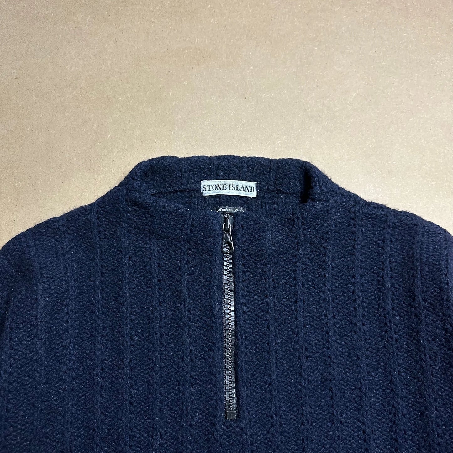 A/W 1995 Oil Black 1/4 Zip Knitted Pullover Sweater