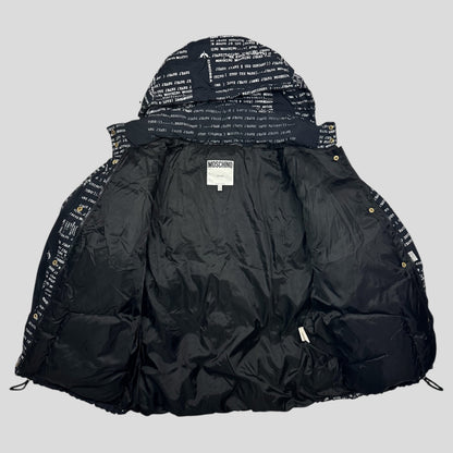 Moschino Jeans 90’s Typewriter Goose Down Puffer Jacket - XL