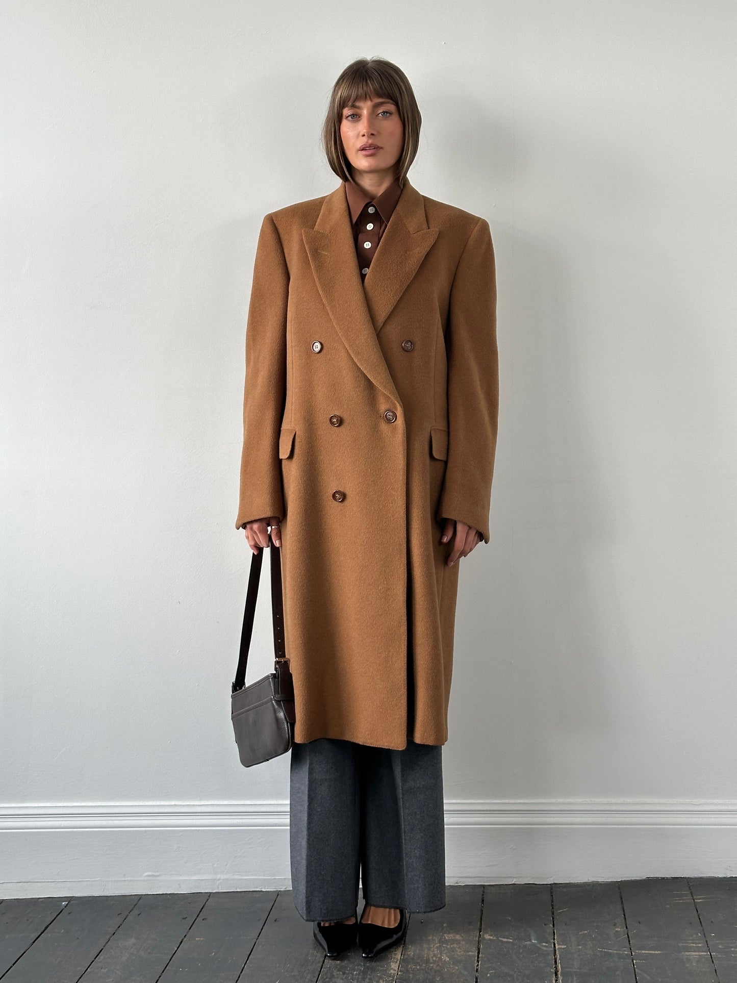 Italian Vintage 1980s Pure Cashmere Double Breasted Coat - XL