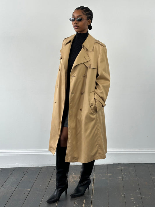 Christian Dior Paris 1980s Cotton Double Breasted Trench Coat - L