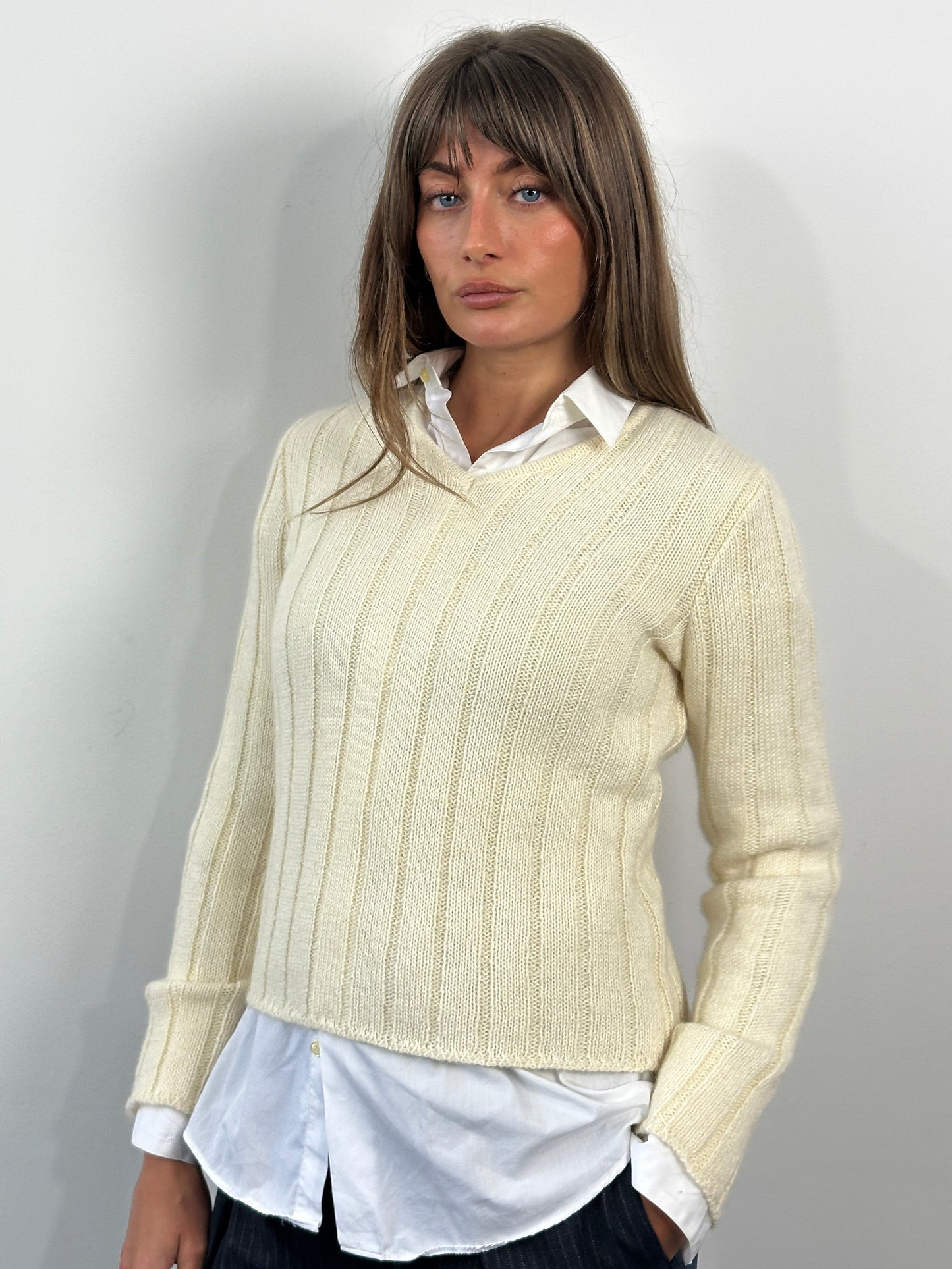 Valentino 1990s Wool Mohair V Neck Knitted Jumper - S