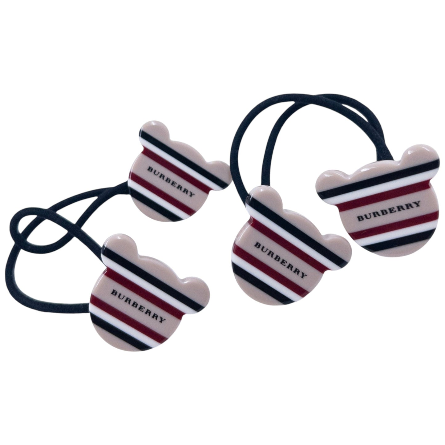 Vintage 2000s Burberry Nova Stripe Bear Hair Ties | O/S, Beige, Black, Red, White