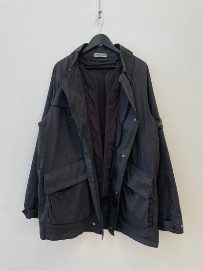 Stone Island AW04 Dutch Rope Liner Linen Overcoat | X-Large, Charcoal