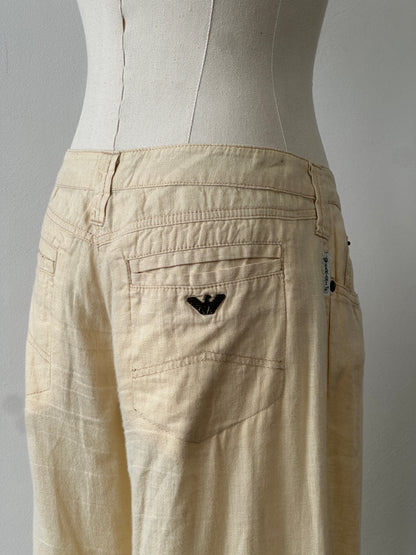 Armani Jeans 1990s Pure Linen Bootcut Leg Trousers - W30